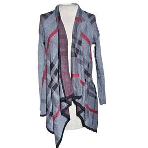 Grey Plaid Cardigan Sweater Size Medium